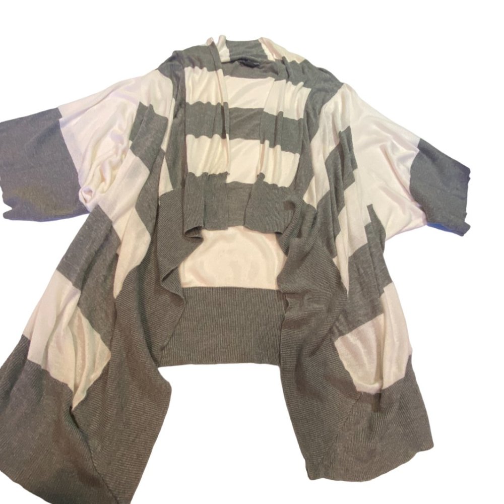Twenty One Long Cardigan - Gray and white stripes - Size OS